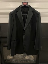 Luigi Bianchi Mantova Black Wool Tuxedo Suit Italy 2 Piece Lubiam picture