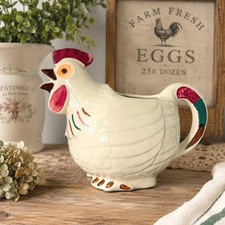 Vintage Shawnee Pottery Chanticleer Rooster Pitcher Creamer USA Farmhouse Decor picture