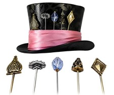 Exact Mad Hatter Top Hat 5 Copper PINS SET of 5 Costume Accessories Props picture