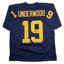 Facsimile Autographed Bryce Underwood Michigan Blue Jersey XL picture