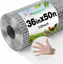 Amagabeli Hardware Cloth 1/2 Inch 36Inx50Ft 19 Gauge Chicken Wire Fence Hot-Dipp picture