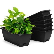 Bamworld 7 Pcs Window Box Planter Rectangle Flower Box with Drainage Hole & Tray picture