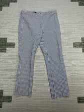 Theory Classic Skinny Pants Womens 8 White Gingham Stretch Mid Rise Flat Front picture