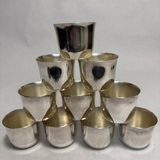 Sheridan Taunton Silversmiths Ltd Set of 10 Silver Plate Punch Cups Vtg Barware picture