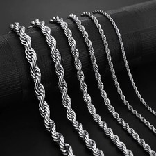 2-6MM Rope Chain Necklace 925 Sterling Silver Fashion Jewelry forWomen Men Gift picture