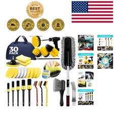 Versatile 30PC Car Detailing Brush Set with Extendable Handle for Precision Care picture