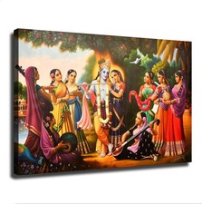 Radha Krishna and Gopickas Indian Religion Vintage (2) Poster Modern Aesthetic picture