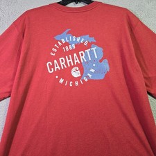 CARHARTT Michigan Shirt Mens 2XL XXL Red Pocket Tee Outdoor Casual Relaxed NWT picture