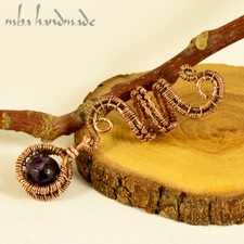 Spiral Antiqued Copper Amethyst Viking Hair Beads Beard Dreadlock Hair Accessory picture