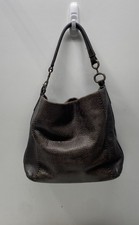Brighton Dark Brown Pebbled Leather Whipstitch Heart Charm Shoulder Bag Hobo picture