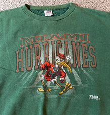 VTG 90s Miami Hurricanes Men's Crew Neck Sweatshirt - Size XL picture