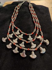 Vintage Native Mid-West Mid-Century Sterling Natural Coral Necklace Handmade 925 picture