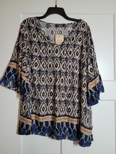 BLOOMCHIC Shirt 18-20 2X Blue/Brown NEW picture