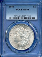 1880 P PCGS MS63 Morgan Silver Dollar $1 US Mint Coin 1880-P MS-63 Blast White picture