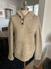 Polo Ralph Lauren Men's Sweater Medium Vintage Oatmeal Alpaca Wool Shawl Collar picture