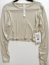 lululemon Hold Tight Straight-Hem Cropped Long Sleeve Top Size 14 NWT Bone Color picture