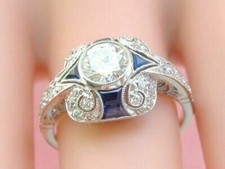 Art Deco Engagement Ring 14K White Gold 2.72Ct Round Cut VVS1 Moissanite Size 8 picture