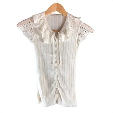 Blumarine cardigan, short sleeves, lace, cotton, buttons, off-white, item nu... picture