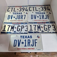 3 Sets of 2 + 1  Vintage Retired Texas License Plates  TRUCK - Disabled Vet ++ picture