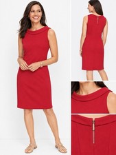 NWT  Talbots AUDREY KNIT SHIFT DRESS SOLID RED Medium Women’s Business Wear picture
