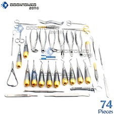 GERMAN 74 PC ORAL DENTAL SURGERY EXTRACTING ELEVATORS FORCEPS INSTRUMENT KIT SET picture