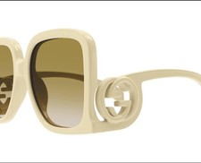 Gucci GG1326S 002 Ivory Cream Square Sunglasses Brown Gradient 58-19-140 w/ Case picture