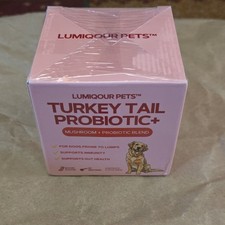 Lumiqour Pets Turkey Tail Probiotic+ Powder Dog Supplement Bacon 30 Serv 2.12oz picture