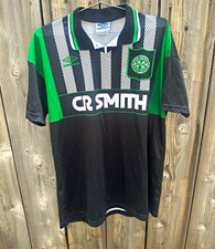 Vintage Umbro Celtic Soccer Jersey Green/Black/White Striped 