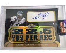2011 Topps Triple Threads DeSean Jackson Game Used Jersey Auto /9 22.5 Yds Per picture