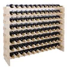 96 Bottles Holder Wine Rack Stackable Storage 8 Tier Solid Wood Display Shelves picture
