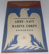 Vintage 1940s Army Navy Marine Corps Insignia Pocket Reference Guide Booklet picture