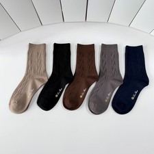 Loro Piana Women Mid Calf Cashmere Socks Embroidered Twisted Knit 5 Pairs New picture