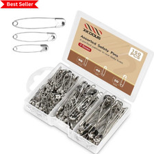 Safety Pins - 150 Pcs Assorted Sizes Silver Pins Bulk - Small & Large Heavy Duty picture
