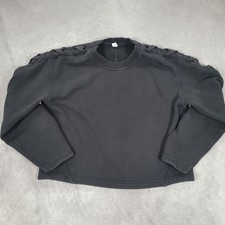 Lululemon Sweatshirt Womens 6 Black Lace Up Fleece Crewneck Yoga Crop Boxy Gym picture