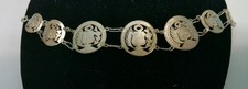 ANTIQUE STERLING SILVER COIN BRACELET WITH PERU'S COINS 1866 to 1911 picture