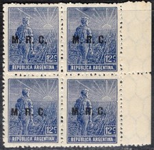 ARGENTINA 1913 OFFICIAL STAMP Sc. # OD 322a MNH SURCHARGED 