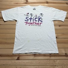 Vintage Stick Together Active Stick Wear Doodle Cartoon Art Shirt Size Large picture