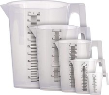 5 Piece Set of Plastic Graduated Measuring & Mixing Pitchers 500 1000 Quart 2000 picture