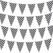 Checkered Flags Black and White 30' 100’ FT Pennant Racing Banner NASCAR Theme picture