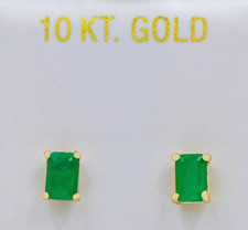 GENUINE 1.26 Cts EMERALD STUD EARRINGS 10K GOLD - Free Appraisal Service - NWT picture
