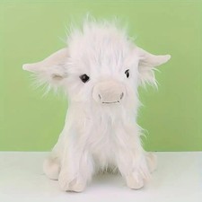 4 Colore 30cm Simulation Kyloe Cream Highland Cow Animal Plush Doll Soft Stuffed picture