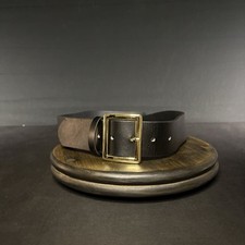 Galls Off Duty Belt Size 46” Plain Black Leather w/ Brass Buckle LP1213 Law Pro picture