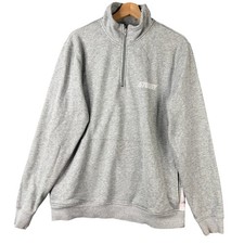 Stussy International 1/4 Zip Pullover Sweatshirt Heather Grey Large Cotton Blend picture