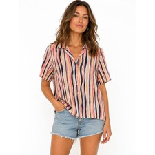 Vintage DonnKenny Classics Multicolor Wavy Stripe Button Up Blouse Cottagecore picture