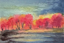 AUTUMN DELIGHT - ORIGINAL 100% HAND PAINTED NATURE ACEO WARETCOLOR PAINTING picture