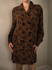 Dana Buchman 100% Silk Animal Print Blazer Dress Size 10 Vintage picture
