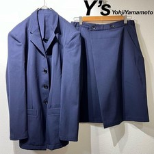 90's Y’s Yohji Yamamoto Vintage Suit Set Wool Jacket Blazer Skirt Setup Navy picture