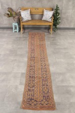 Vintage 2x11,2 ft Rug, Turkish Runner Rug, Orange Patchwork Rug picture