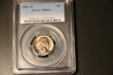 1951-D 5C Jefferson Nickel PCGS MS66 Gem Brilliant POP 30/25 picture