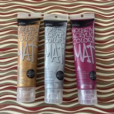 Acrylic Paint Set - Holbein Mat x3 Gold, Silver, Rose Violet Artist 110 ml each  picture